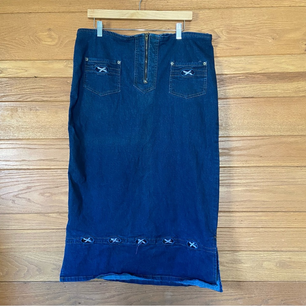 Y2K Starwear Jeans denim lace up maxi skirt